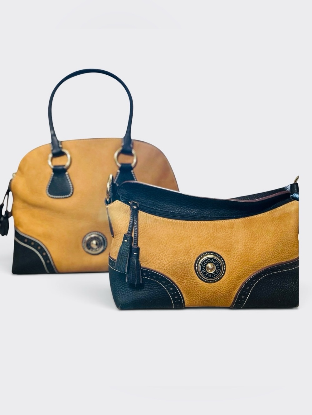 Set Matching Bundle of 2 Dooney & Bourke Nubuck Satchel Hobo